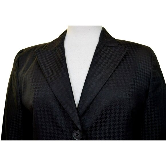 Linda Allard Ellen Tracy Black Fully Lined Cotton Blend Jacket Muted Pattern  4 - Picture 2 of 5